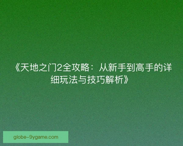《天地之门2全攻略：从新手到高手的详细玩法与技巧解析》